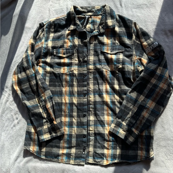 Burnside Buyers Orange and Navy Flannel - Picture 2 of 8